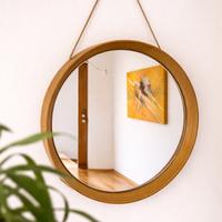 Specchio rotondo design moderno con corda naturale