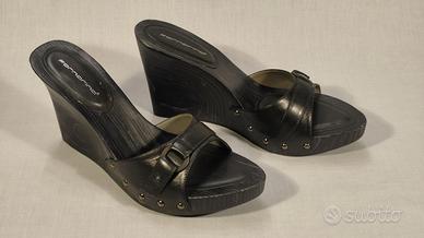 Zoccoli in legno donna pelle