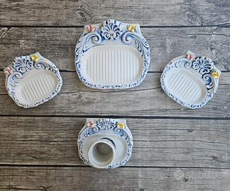 Set BAGNO decorato a mano stile Capodimonte/Deruta