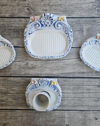 Set BAGNO decorato a mano stile Capodimonte/Deruta