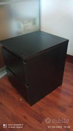 COPPIA DI COMODINO NERO IKEA MALM A 2 CASSETTI
