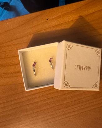 Coppia Hoop Zirconia Fucsia amabile