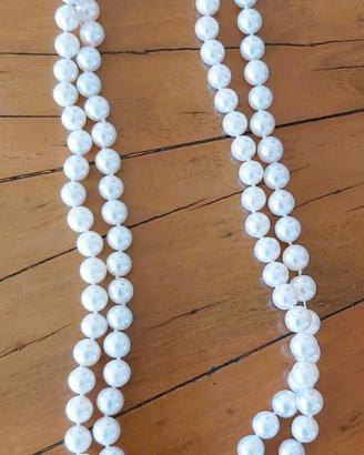 Collana perle giapponesi chiusura oro e rubini