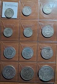 SVIZZERA - LOTTO  12 MONETE D'ARGENTO