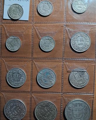SVIZZERA - LOTTO  12 MONETE D'ARGENTO