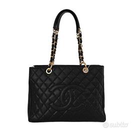 Borsa a mano grande nera con litchi CHANEL GST