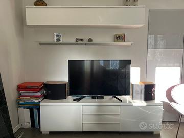 Parete tv attrezzata colore bianco laccato