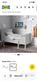 Letto allungabile bimbo grigio tutto in legno