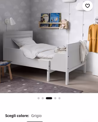 Letto allungabile bimbo grigio tutto in legno
