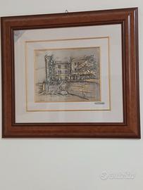 quadro in argento 750/900. Castello di Miramare. T