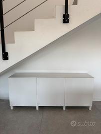 Madia IKEA BESTÅ bianca 3 ante con piano in vetro
