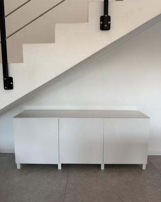 Madia IKEA BESTÅ bianca 3 ante con piano in vetro