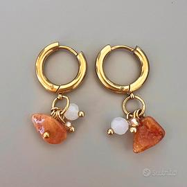 Orecchini cerchio acciaio inox oro bianco arancio