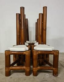 set sei sedie in bambù anni 60'