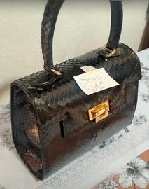 Borsa a mano in vera pelle di pitone