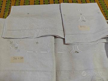 antico lenzuolo matrimoniale di puro lino 