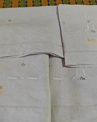 antico lenzuolo matrimoniale di puro lino 