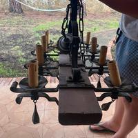 Coppia lampadari in legno e ferro (per montagna)