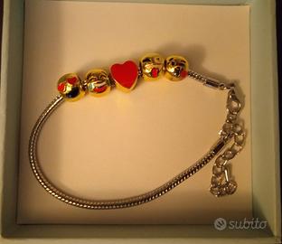 Braccialetto donna in acciaio con Emoticon e cuore