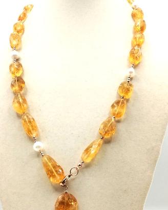 Collana CITRINI Madeira e Perle di fiume
