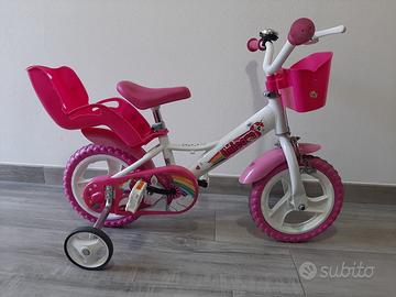 Bicicletta bambina Unicorn rosa 12" con rotelle