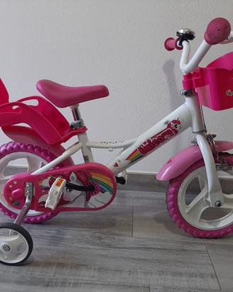 Bicicletta bambina Unicorn rosa 12" con rotelle