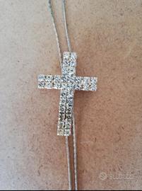 Collana saliscendi con croce e zirconcini