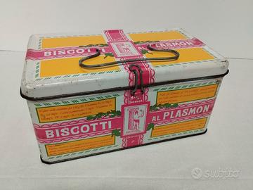 Scatola latta vintage a bauletto Plasmon