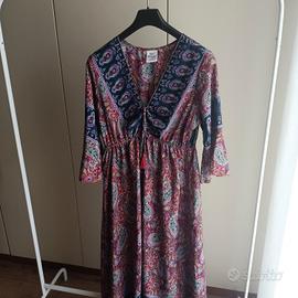vestito estivo lungo seta taglia unica maniche 3/4