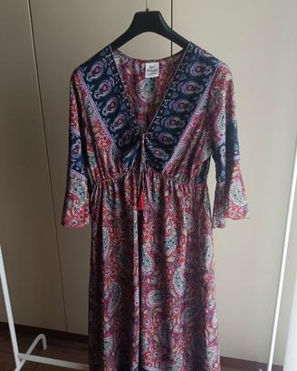 vestito estivo lungo seta taglia unica maniche 3/4