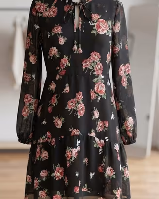 Abito al ginocchio a fiori  – Stile Romantico -S