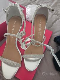 sandali con tacco argento