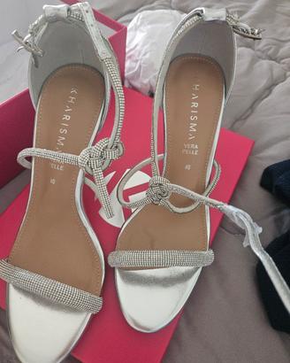 sandali con tacco argento