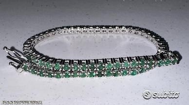 BRACCIALE TENNIS ORO 18kt. CON SMERALDI NATURALI