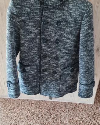 Cappotto caban con cappuccio stile doppio petto