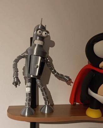 BENDER™ Futurama 38cm 3D Articolato Argento 1/100