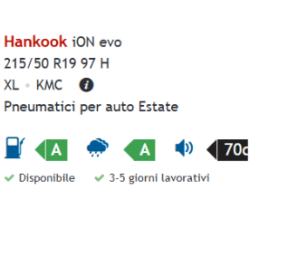 4 Pneumatici HANKOOK Ion EVO 215/50 R19 97H Estivi