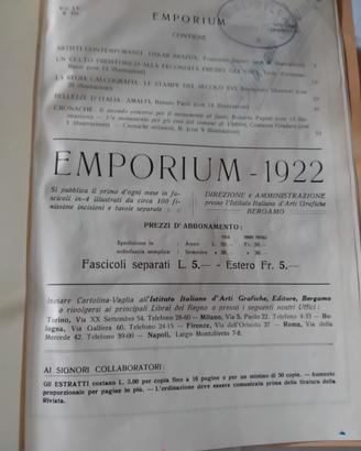 Rivista Emporium Annata completa 1922 VOL.LV-LVI