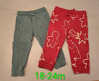 Coppia pantaloni felpati bimbo 18-24 mesi