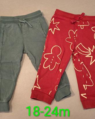Coppia pantaloni felpati bimbo 18-24 mesi