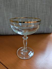 Set da 6 coppe da champagne in vetro bordo dorato