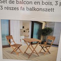 Set da balcone in legno 3 pezzi
