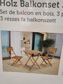 Set da balcone in legno 3 pezzi