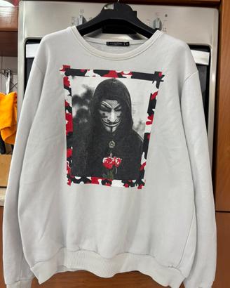 Felpa streetwear con stampa Guy Fawkes/Anonymous