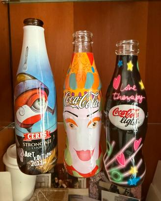 Lotto 3 bottiglie Coca-Cola e Ceres Art