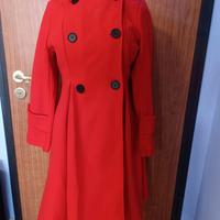 Cappotto doppiopetto lungo, rosso, donna