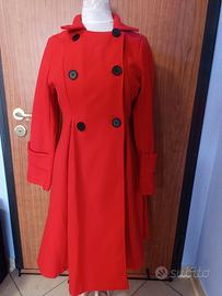 Cappotto doppiopetto lungo, rosso, donna