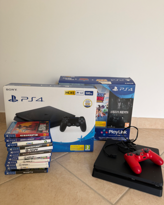 ps4 slim 500gb + 12 giochi fisici + pad originale