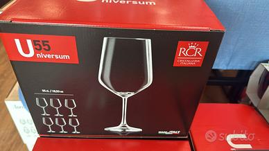 set di sei calici per vino e acqua 