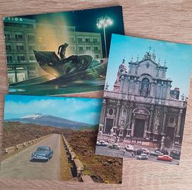 3 Cartoline d'Epoca Catania e Vulcano Etna Anni 60
